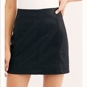 Free People Black Leather Skirt